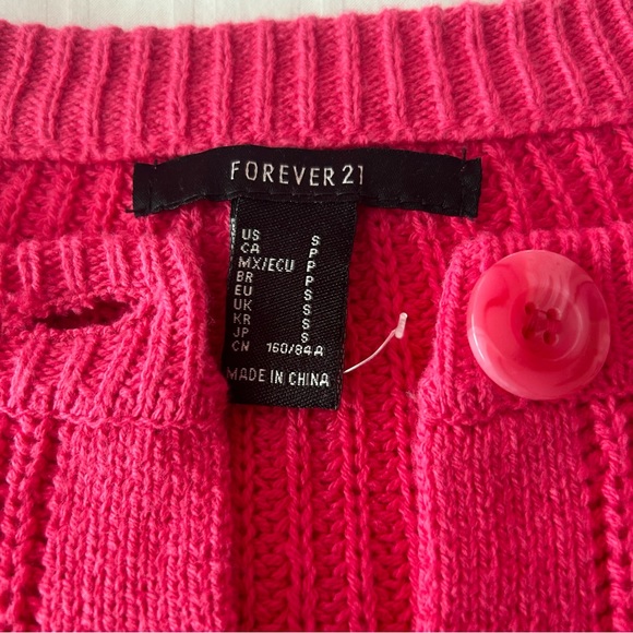 forever 21 hot pink knit cardigan sweater - Picture 2 of 4